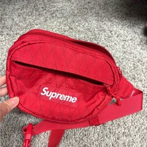 Supreme Red Quilted Waist Bag